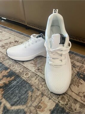 White Knit Lace-Up Sneakers